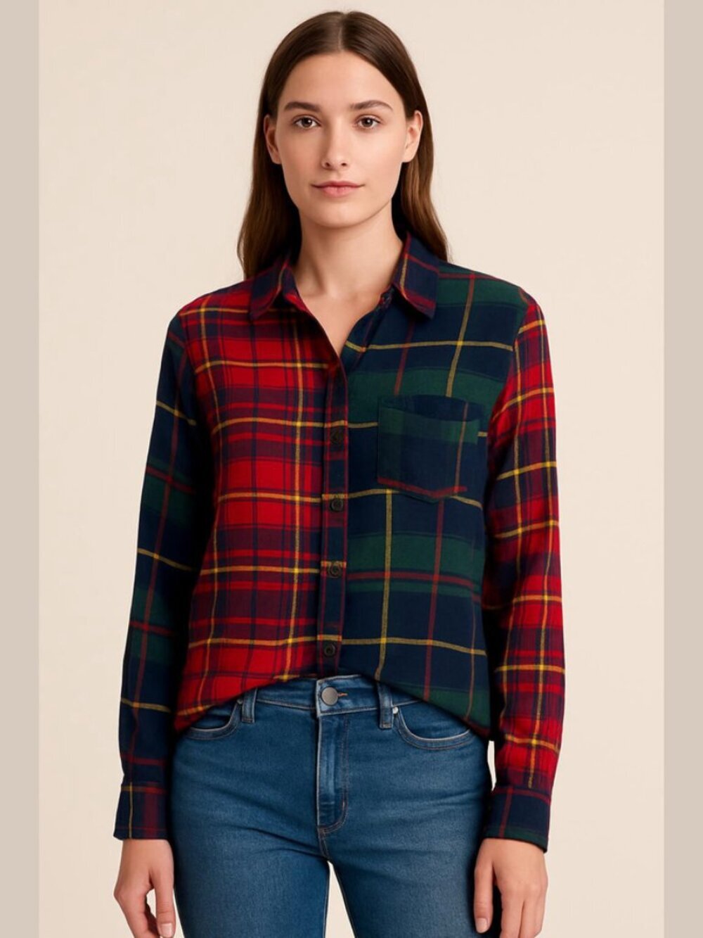 ICONE by Simons Mixed Plaid Shirt Size XS